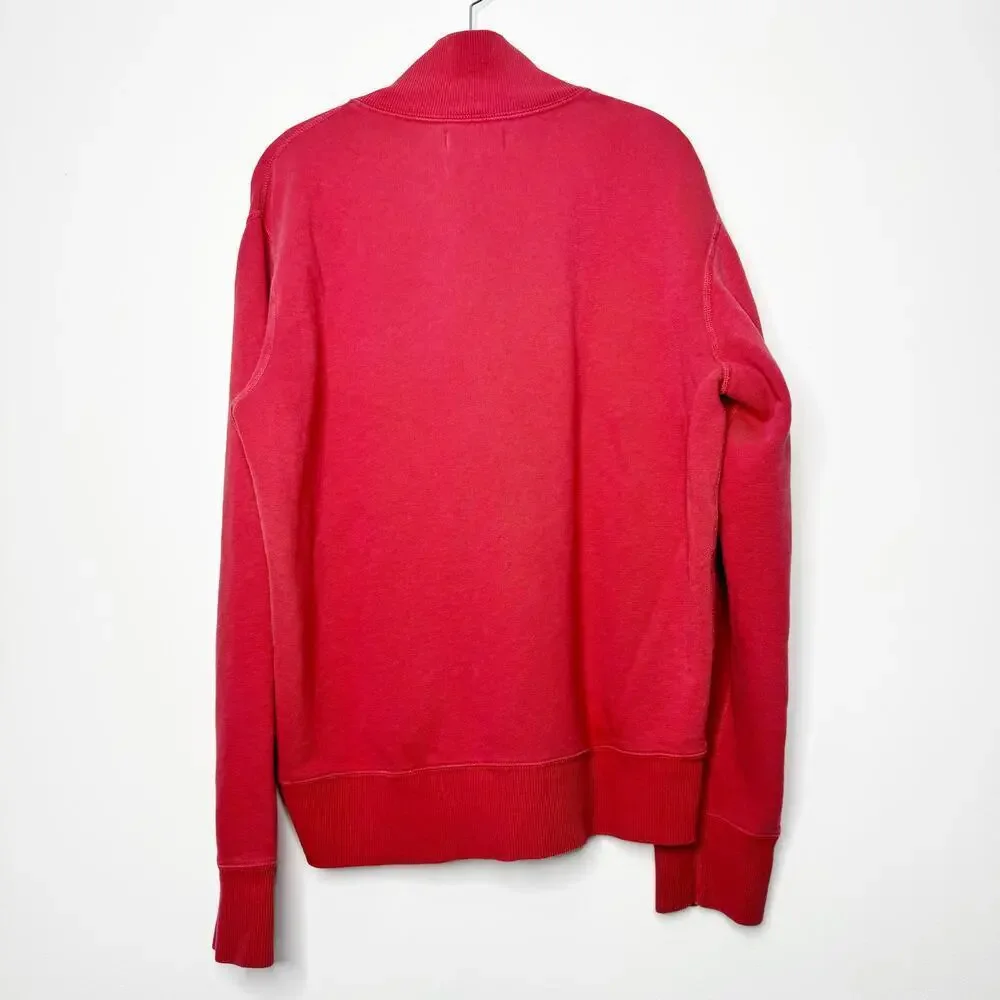 Polo Ralph Lauren Fleece Lined Mock Neck Henley Sweatshirt Red Men’s Large